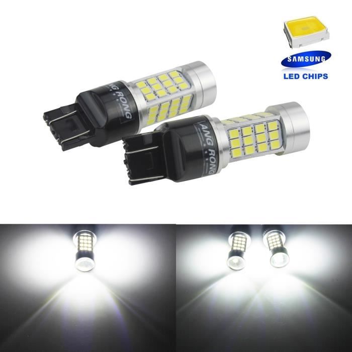 ANGRONG 2x Ampoules T20 7440 7443 W21 5W LED 45W Blanc Xénon Feux de Jour Recul Position DRL 12v