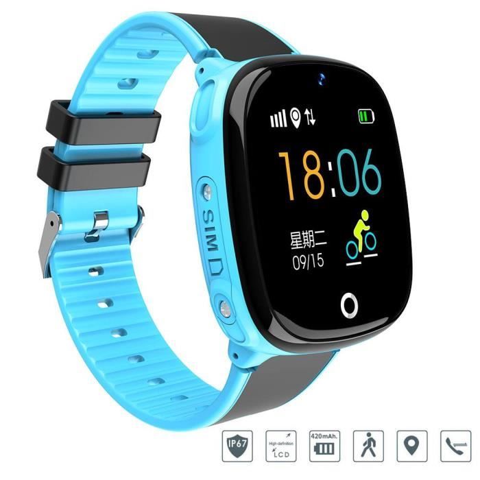 BOYOU Kid Smartwatch Gar?ons Filles Caméra étanche GPS + LBS Localisation SOS Montre téléphone portable (Bleu)