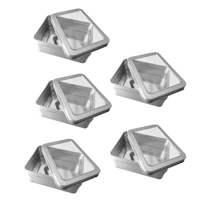 5pcs mat clair Top Tin vide pour magasin épices bonbons cadeau de thé cadeau - Argent