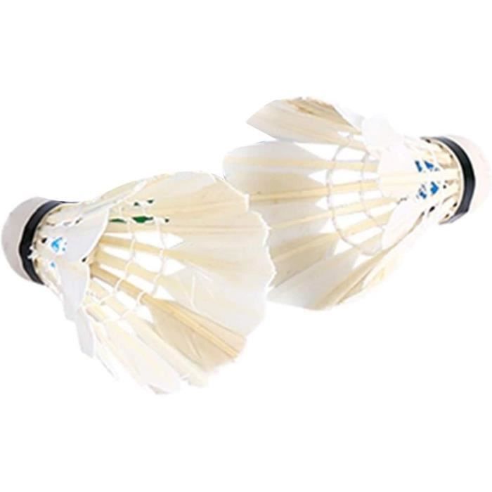Lot de 12 volants de badminton en plumes d'oie avec grande stabilité et durabilité Blanc [321]