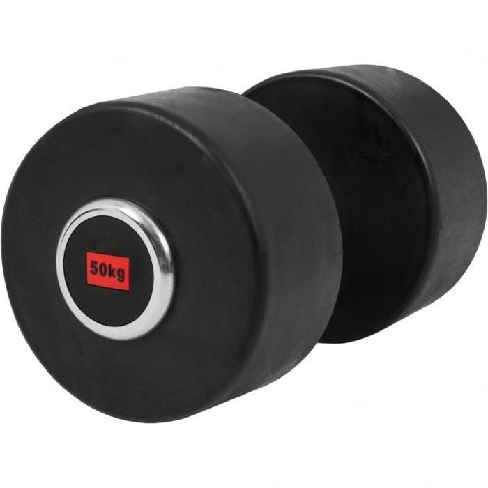 Haltère professionnelle en caoutchouc monobloc, 1 x 50 kg