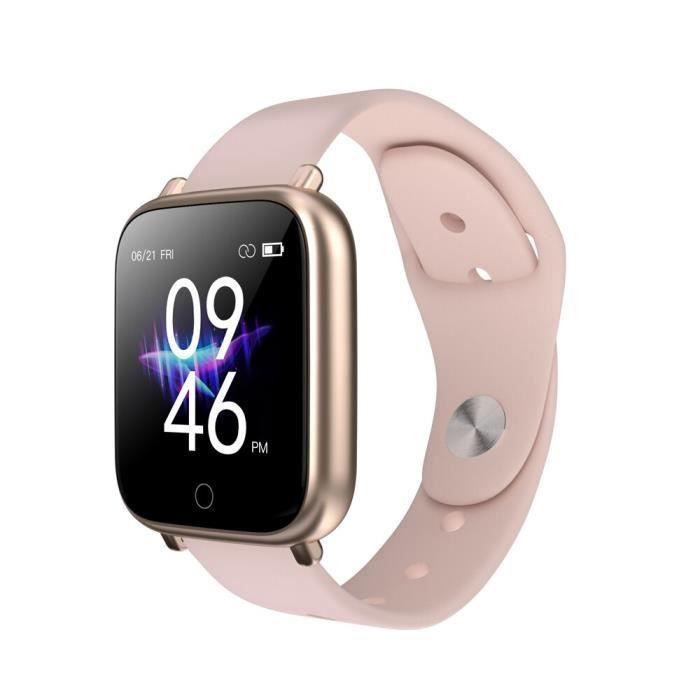Q1S montres intelligentes sport étanche pour Iphone téléphone Smartwatch moniteur de fréquence cardiaque fonctions d - Rose - WL7005