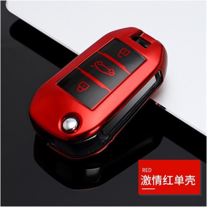 Étui pour clé de voiture, 3 boutons, pour Peugeot 107 308sw 407 208 508 408 2018, pour citroën C4 CACT Rouge