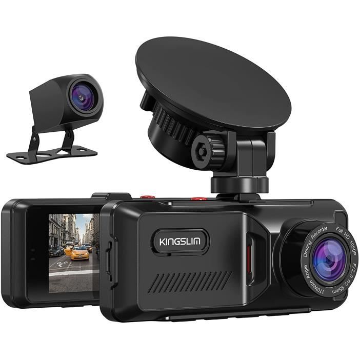 KINGSLIM D1 Dashcam Voiture avec GPS, Caméra Voiture Embarquée 1080P Avant et Arrière, 170°Grand Angle, Caméra de Bord Écran IPS6
