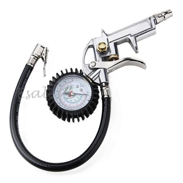 Manomètre De Pression Gonfleur pour Pneu Voiture Motocyclette Noir