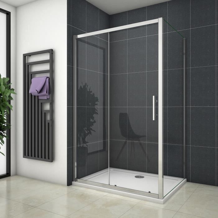 Cabine de douche 120x100x190cm porte de douche + paroi latérale