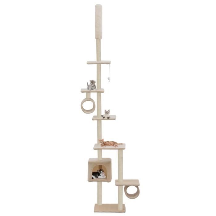 Vintage2406Arbre à chat JOUET Meubles pour chats- Grande capacité, niches,- avec griffoirs en sisal 70 x 58 x 260 cm (L x l x H) Bei
