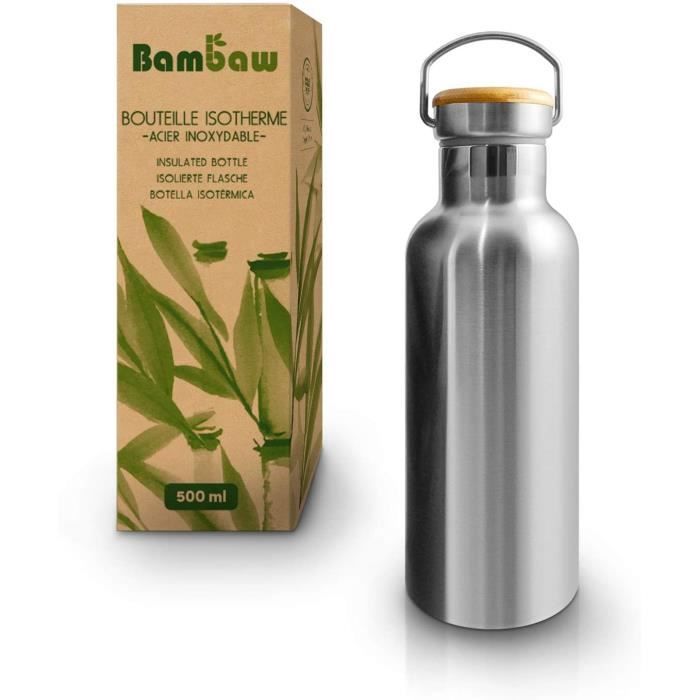GOURDE BIDON Bambaw Gourde INOX 500 ML - Bouteille Thermos - Bouteille Isotherme - Gourde écologique - Gourde réut344