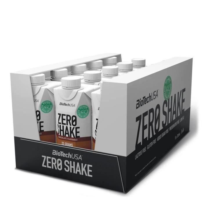Zero Shake 15 x 330ml CHOCOLAT Proteines Pretes à Boire Sans Lactose Sans Sucre Gluten Biotech