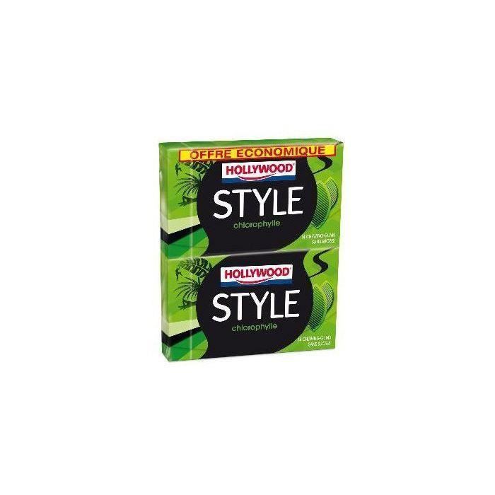 HOLLYWOOD Chewing-gums Style Parfum Menthe verte - Sans sucre - 4 x 14 gums - 92 g
