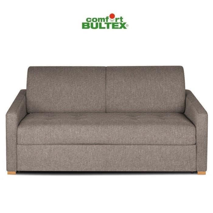 Canapé convertible express DANDY matelas 140cm comfort BULTEX® mono assise capitonnée velours taupe taupe Velours Inside75