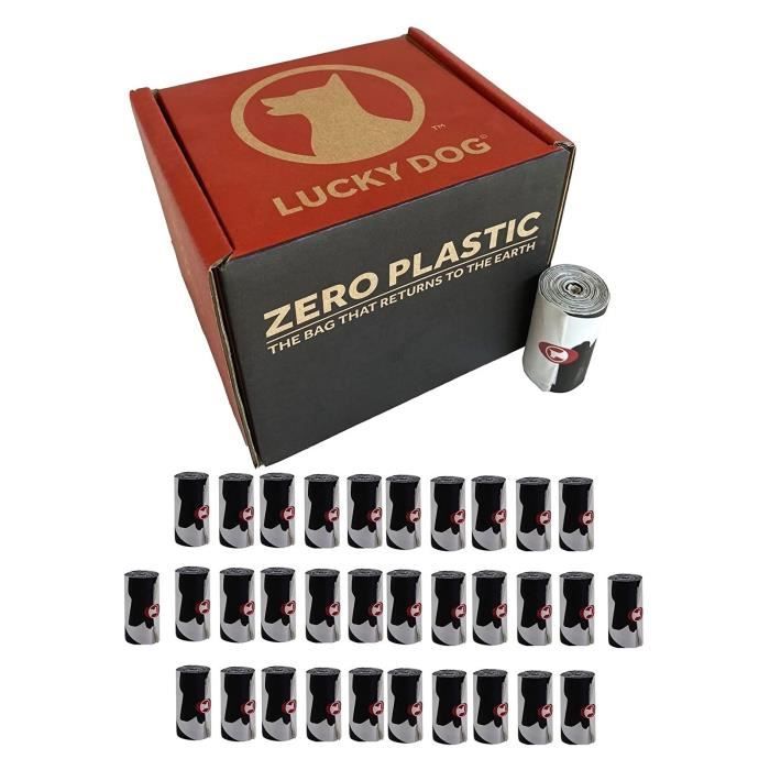 Sacs à Déjection Canine Zero Plastic 100% Végétal Compostable 32 Rouleaux 480 unités LUCKY DOG