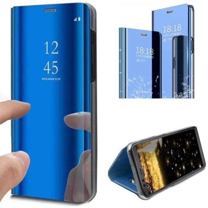 Coque pour IPHONE XS MAX coque à Rabat Chromée Anti Choc BLEU