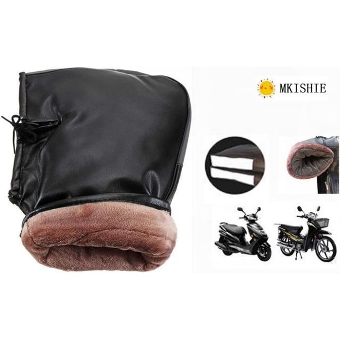 Gants de Moto Hiver, Manchons Scooter Gants Chauds Manchons Chauds Cuir Guidon Coupe-Vent imperméable Convient à Scooter