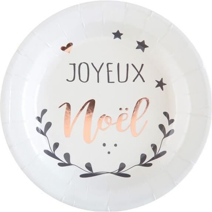 Petite assiette joyeux noël blanche (x10) R/5926 Matière carton
