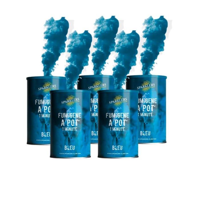 Lot De 3 Fumigènes En Pot Bleu - Durée 60 Secondes, Allumage à Mèche - Catégorie F1, Pour Événements, Fêtes, Photos - Livraison Rapide