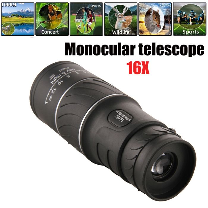 Tbest Monoculaire optique HD Télescope Monoculaire étanche Noir 30 X 25 avec Grossissement 7X