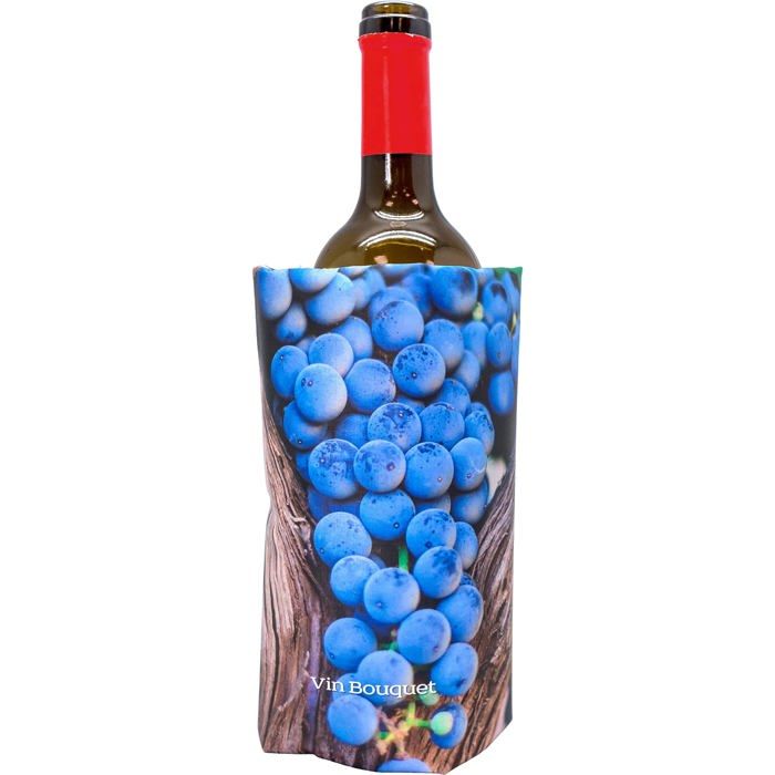 Vb vin bouquet - 1 - Rafraichisseur de bouteilles de vin reglable avec systeme elastique antiderapant, Black Grape