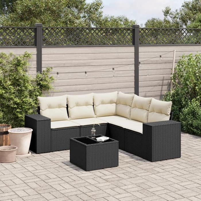 vidaXL Salon de jardin 6 pcs résine tressée Coussins - vue 7
