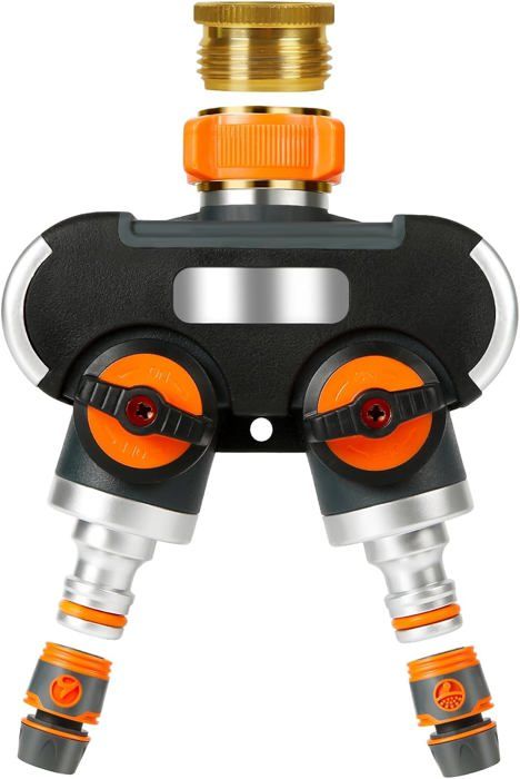 QWORK® Distributeur D'eau 2 Voies Pour Robinet, Robinet Distributeur Raccord 3/4", Avec Adaptateur Et Robinet à Tournant Sphérique