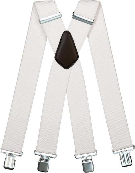 Bretelles Homme Extra Larges Réglables 3.5cm - Rouges à 3 Clips - Aomig