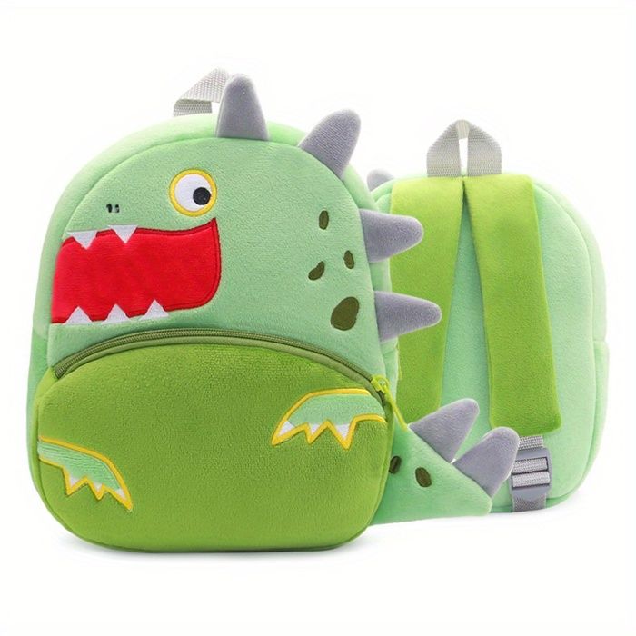 morceau de sac d'école en peluche de dessin animé mignon, dinosaure à  grande bouche, sac à dos pour garçons et filles