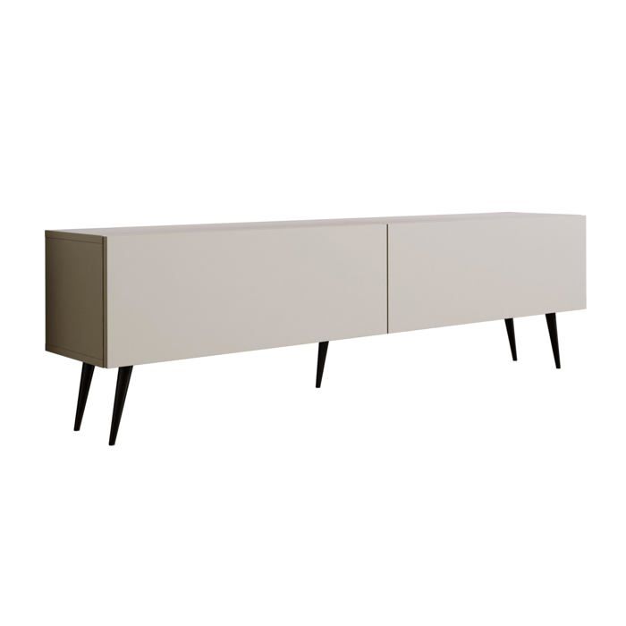 Meuble TV - 170 cm - Cachemire - Pieds noirs - 2 portes