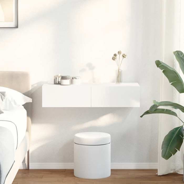 vidaXL Étagère murale avec tiroirs blanc 80x33x17 cm bois dingénierie 859977