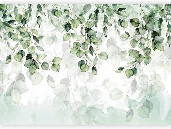 Papier peint panoramique Feuilles de plantes nature 350x256 cm ...