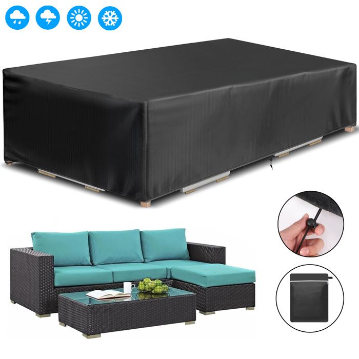 LAMUNI Housse de Protection pour Canapé D'angle, 420D Oxford Bâche Canape de Jardin Imperméable Housses pour Mobilier de Jardin en L-Forme Housse de Canapé Exterieur, 150x220x80x80/60cm