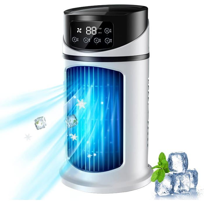 Mini ventilateur de refroidissement à air 3 en 1 mini climatiseur portable à 6 vitesses de vent pour le bureau à domicile - House Of Harlow 1960