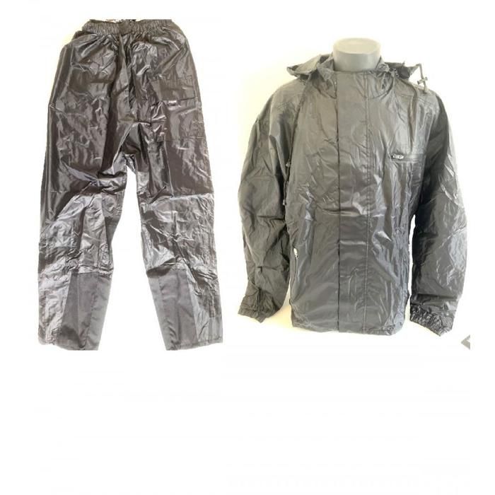 Ensemble veste et Pantalon de pluie Homme Femme Nexone noir PVC Nylon Taille L