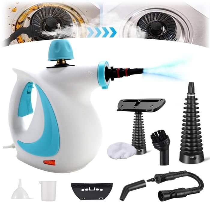 Nettoyeur vapeur portatif grande capacité multifonction pour la maison avec 9 accessoires (Bleue) - Unbranded