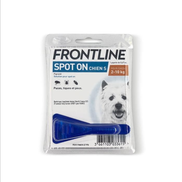 Comparer les prix de FRONTLINE SPOT ON pour Petit Chien (2-10 kg) - 1 Pièce