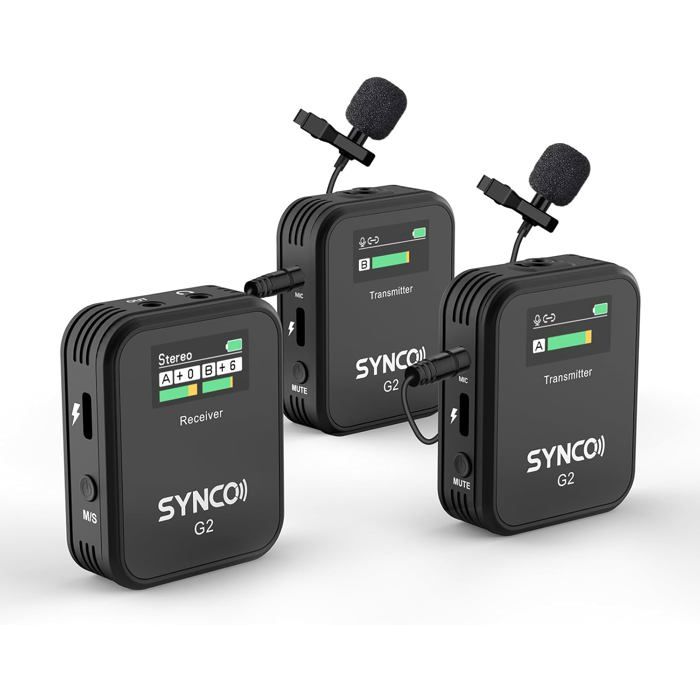 SYNCO P1T Microphone Cravate Sans Fil Type-C – 2.4GHz, 150m, 9 Effets Vocaux, Charge Rapide Pour Smartphone & YouTube