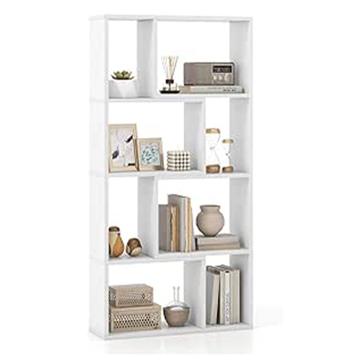GIANTEX Bibliothèque Moderne à 4 Niveaux 8 Compartiments Ouvertes pour Salon Chambre Bureau 60 x 20 x 120 cm Blanc