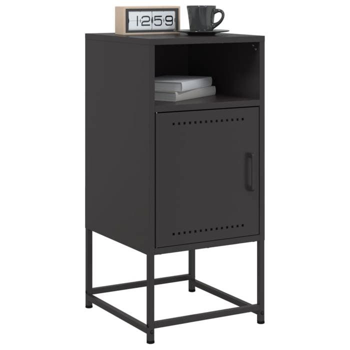 Table de chevet en acier - vidaXL - Noir - 36x39x78 cm - Style industriel - Grand espace de rangement