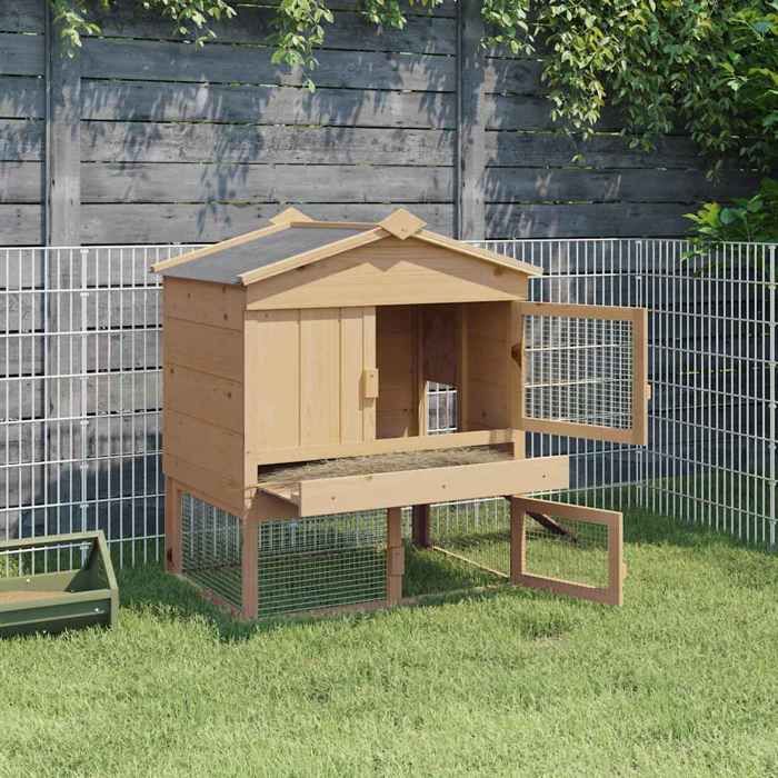 PROMOTION Cage pour poules enclos à poules Poulailler Marron 75x60x89 cm Bois de pin massif 164275