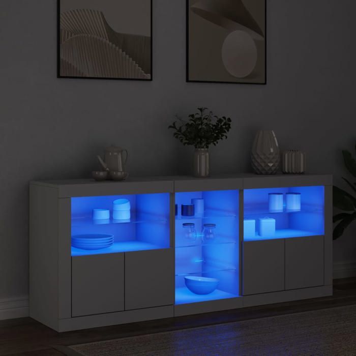 SALE 2026 Armoire/Cabinet à tiroirs Blanc - Buffet avec lumières LED blanc 162x37x67cm PRO838744690