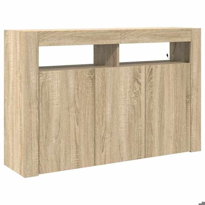 Saison Soldes Buffet Chêne Sonoma - SARAZYJ - Meuble bas - avec stockage - 116x30x75 cm Bois dingénierie MM3293