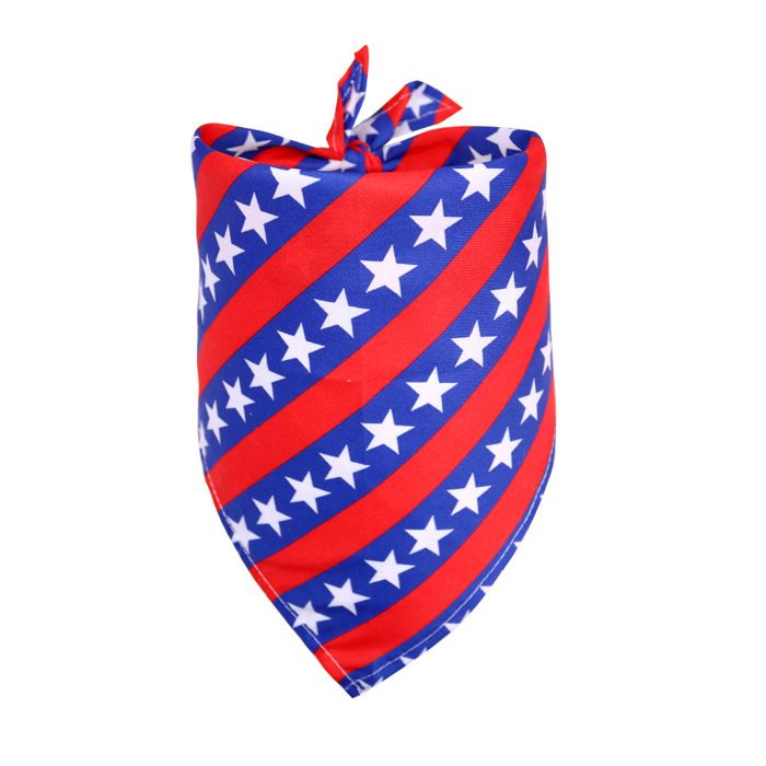 Bavoir pour chien - Phoesky - Polyester - Écharpe triangle - Imprimé - Rayures rouges et bleues - S: 40x28x28 cm