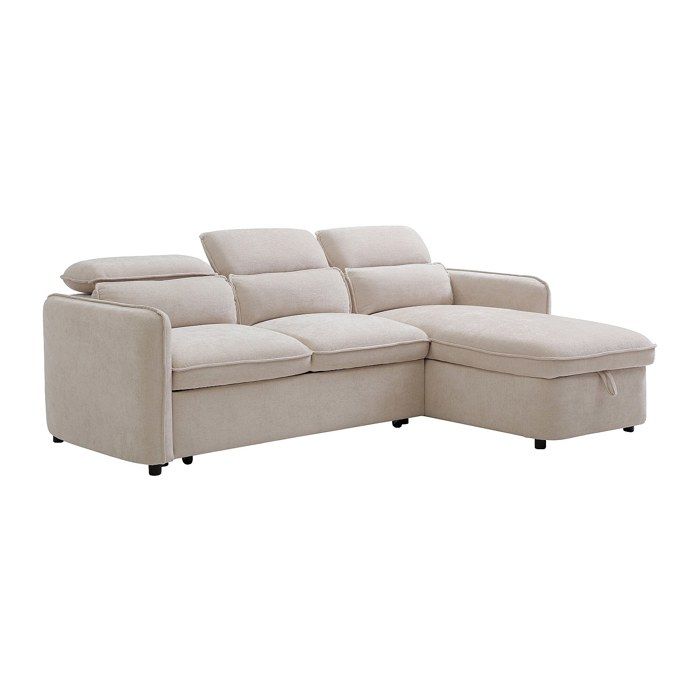 Canapé dangle convertible et réversible en tissu beige MANUKO