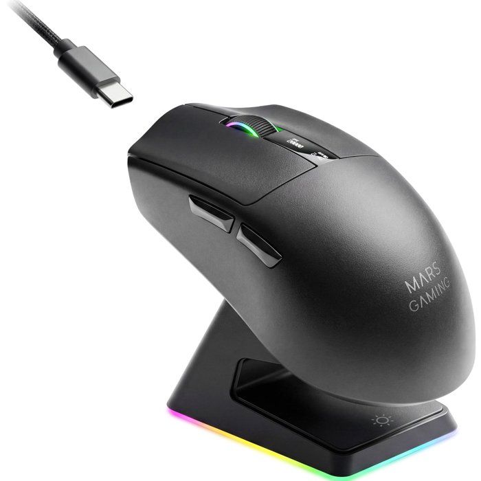 Mars Gaming Ratón MMW-ELITE Inalámbrico 20000 DPI Tri-mode OLED RGB Noir - vue 2