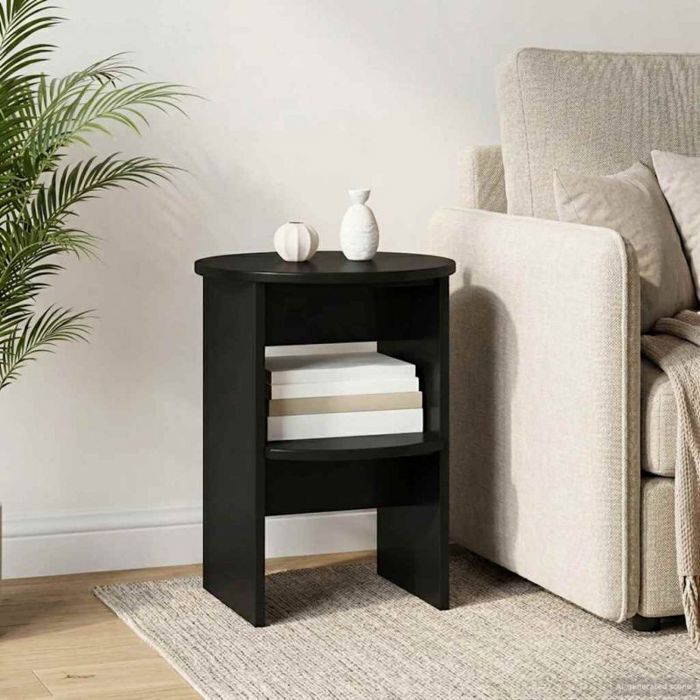 Table dappoint - table de complement - gueridon Vidaxl Meuble dappoint Noir Ø40 x 50 cm Bois dingénierie