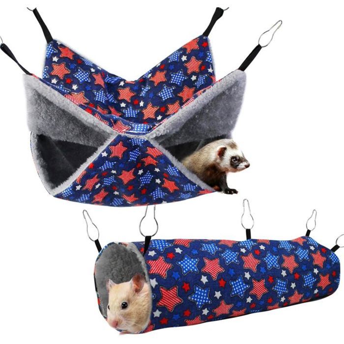 MHY® - Hamac pour furet rat cochon dInde jouets doux pour hamster tunnels et tubes suspendus cachette jeu et sommeil lot de
