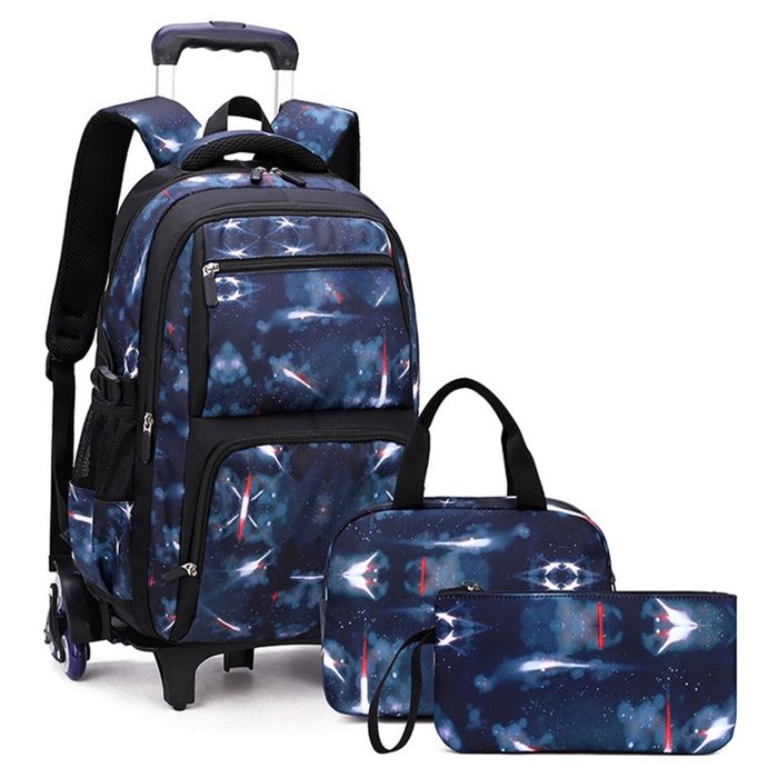Cartable 46x30x23cm cartable à roulettes 3 en 1 sac à dos à roulettes sac à dos/valise trolley détachable pour garçons  - Jucnuz -