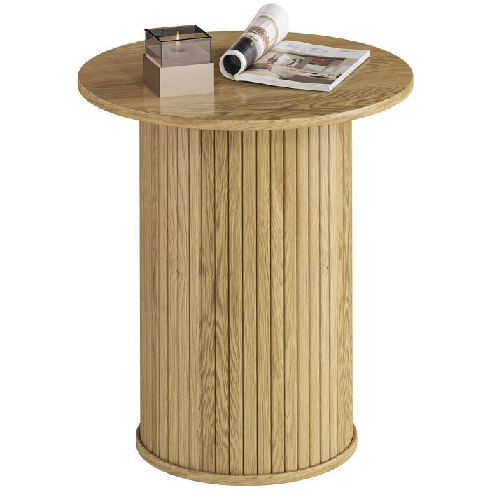 Table dappoint - HOMCOM - pieds cannelés - pour salon chambre ou petit espace - 48 x 48 x 55 cm - chêne Table dappoint - HOMCOM - pieds cannelés - pour salon chambre ou petit espace - 48 x 48 x 55 cm - chêne
