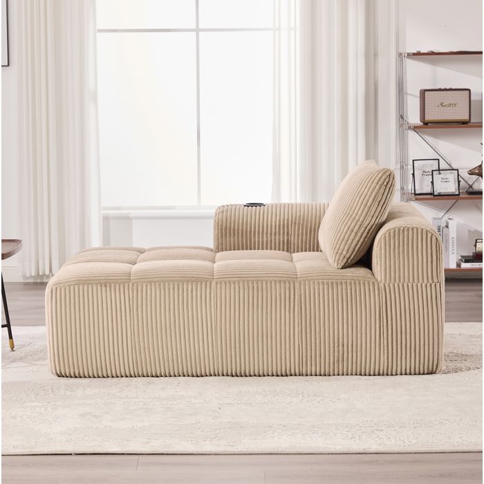 Canape Fixe 1 Place En Velours Cotele Kaki Chauffeuse Contemporaine FloraGrace Pour Salon Ou Bureau Sans Montage 158x93x61cm