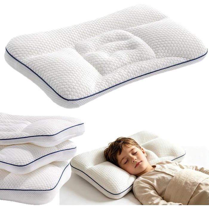 Oreiller enfant - Oreiller ergonomique cervical pour sommeil doux et