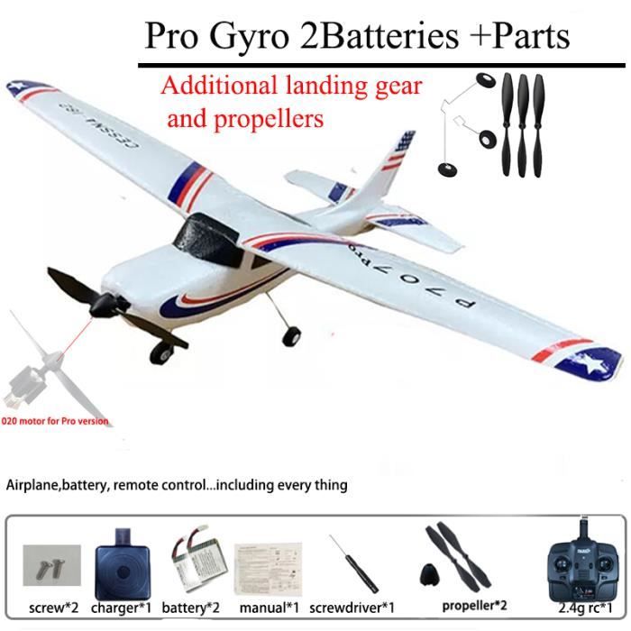 ProGyro2b 1 hélice - Wltoys Avion RC 2.4G 3Ch pour Adultes et Enfants,  Drone RTF Cessna 182, Avion Partners W